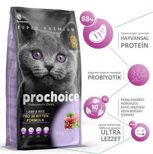 Pro Choice Pro 38 Kitten Kuzulu Yavru Kedi Maması 2 Kg